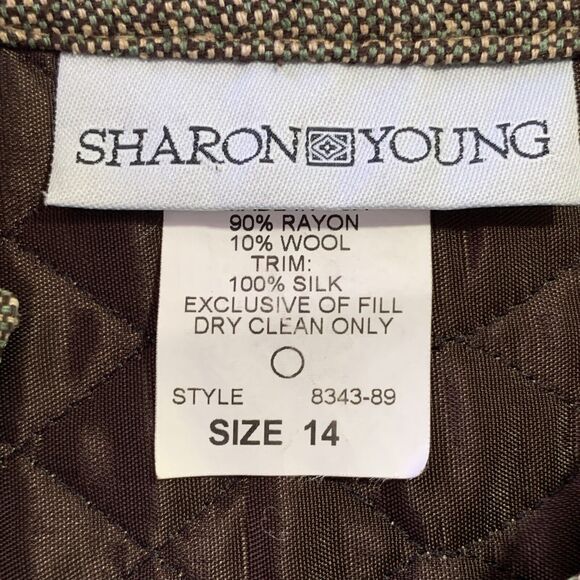 Women's Pheasants Jacket SZ 14 Quilted Wool Blend Vtg Sharon Young Quail Blazer - Picture 13 of 14